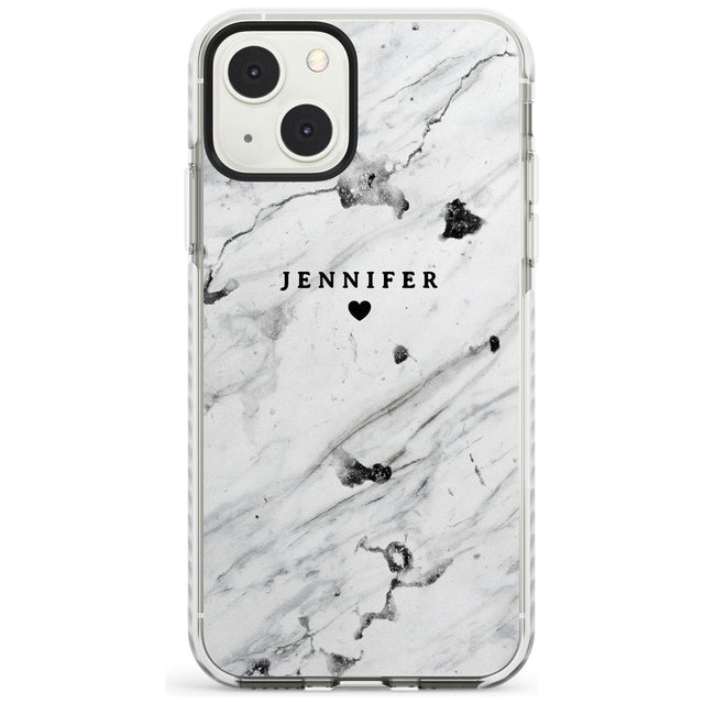 Personalised Black & White Marble Texture Custom Phone Case iPhone 13 Mini / Impact Case Blanc Space