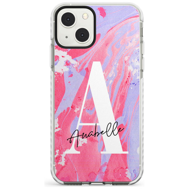 Personalised Pink & Purple - Marble Custom Phone Case iPhone 13 Mini / Impact Case Blanc Space