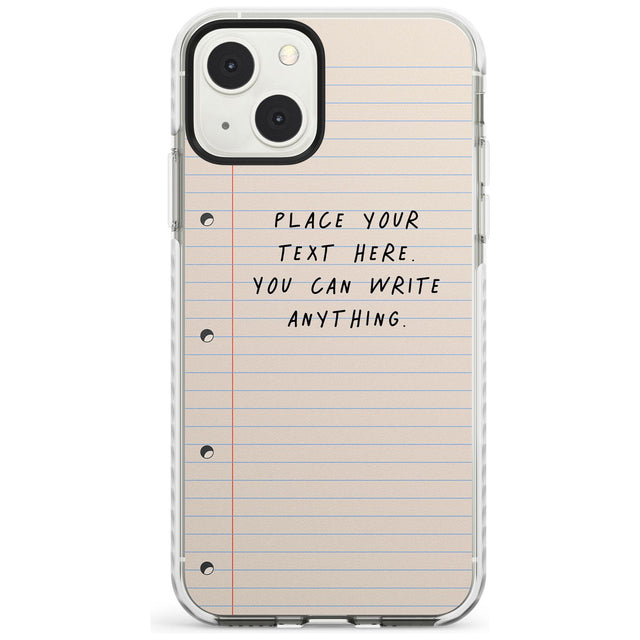 Personalised School Paper Custom Phone Case iPhone 13 Mini / Impact Case Blanc Space