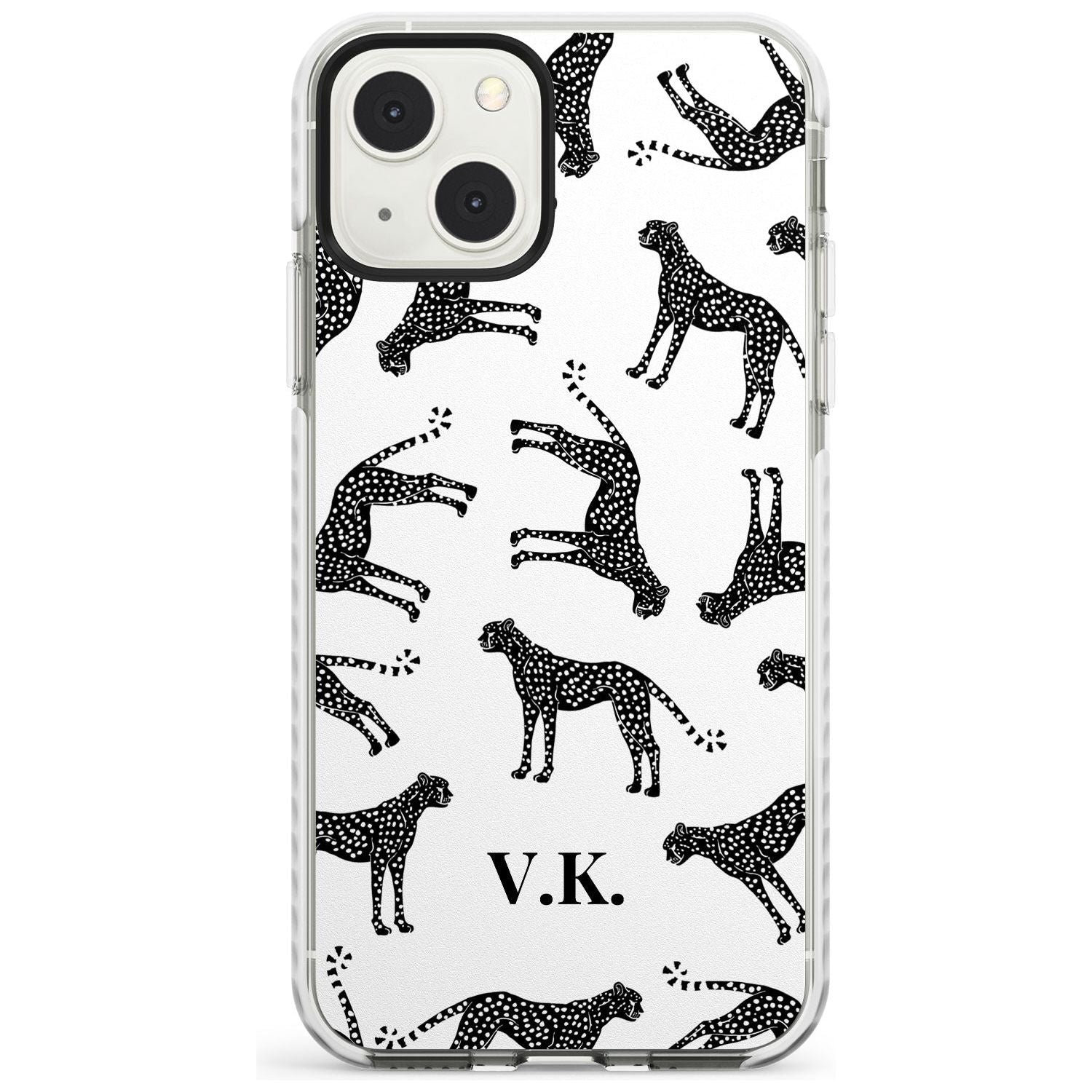 Personalised Cheetah Black & White Custom Phone Case iPhone 13 Mini / Impact Case Blanc Space