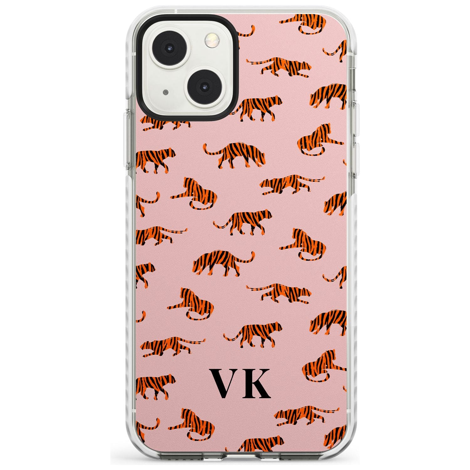 Personalised Safari Tiger Pattern on Pink Custom Phone Case iPhone 13 Mini / Impact Case Blanc Space