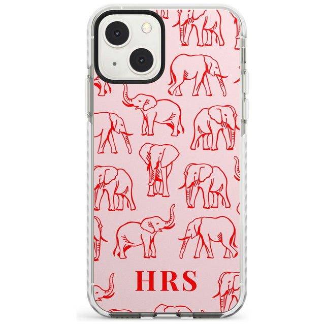 Personalised Red Elephant Outlines on Pink Custom Phone Case iPhone 13 Mini / Impact Case Blanc Space