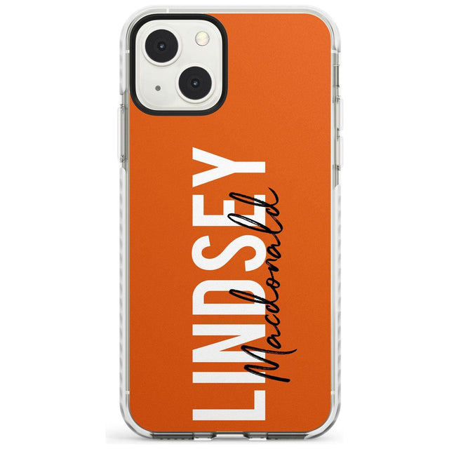 Personalised Bold Name: Orange Custom Phone Case iPhone 13 Mini / Impact Case Blanc Space