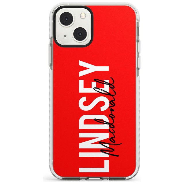 Personalised Bold Name: Red Custom Phone Case iPhone 13 Mini / Impact Case Blanc Space
