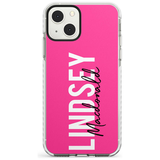 Personalised Bold Name: Pink Custom Phone Case iPhone 13 Mini / Impact Case Blanc Space