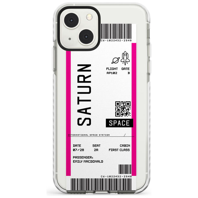 Personalised Saturn Space Travel Ticket Custom Phone Case iPhone 13 Mini / Impact Case Blanc Space