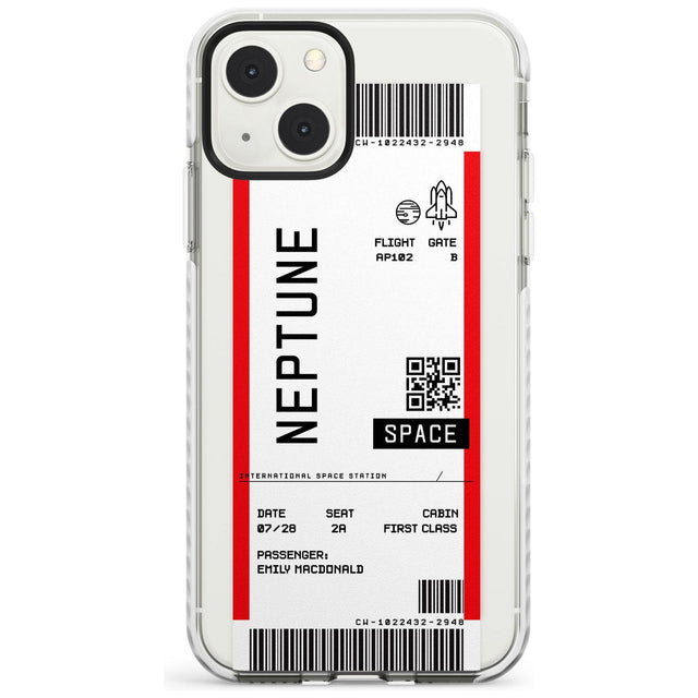 Personalised Neptune Space Travel Ticket Custom Phone Case iPhone 13 Mini / Impact Case Blanc Space