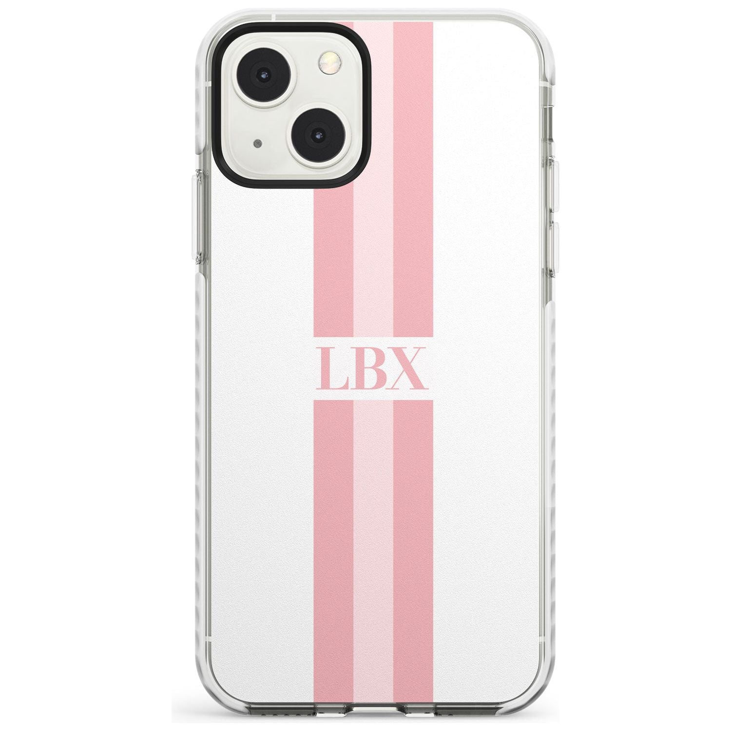 Personalised Minimal Pink Stripes Custom Phone Case iPhone 13 Mini / Impact Case Blanc Space