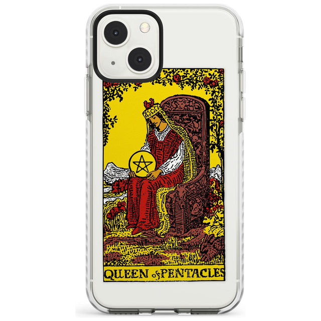 Personalised Queen of Pentacles Tarot Card - Colour Phone Case iPhone 13 Mini / Impact Case Blanc Space