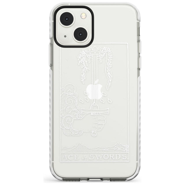 Personalised Ace of Swords Tarot Card - White Transparent Custom Phone Case iPhone 13 Mini / Impact Case Blanc Space