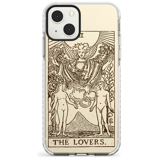 Personalised The Lovers Tarot Card - Solid Cream Custom Phone Case iPhone 13 Mini / Impact Case Blanc Space