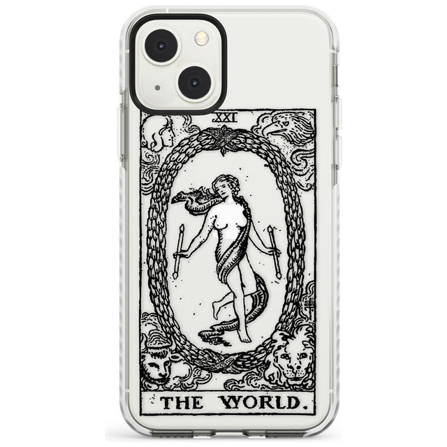 Personalised The World Tarot Card - Transparent Custom Phone Case iPhone 13 Mini / Impact Case Blanc Space