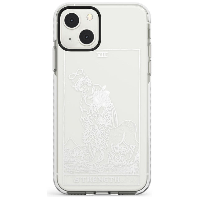 Personalised Strength Tarot Card - White Transparent Custom Phone Case iPhone 13 Mini / Impact Case Blanc Space