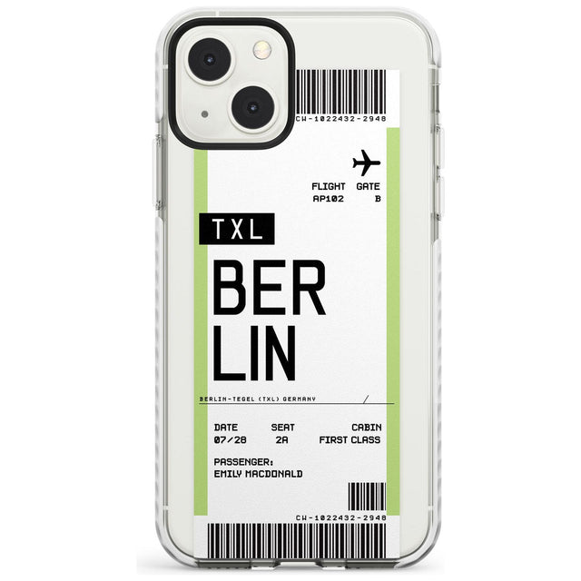 Personalised Berlin Boarding Pass Custom Phone Case iPhone 13 Mini / Impact Case Blanc Space