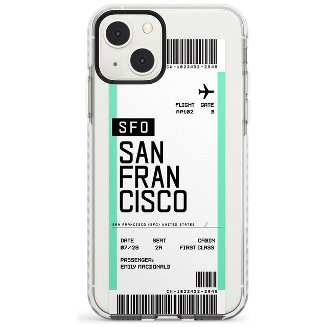 Personalised San Francisco Boarding Pass Custom Phone Case iPhone 13 Mini / Impact Case Blanc Space
