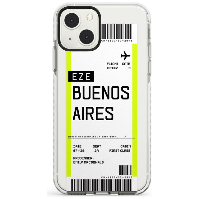 Personalised Buenos Aires Boarding Pass Custom Phone Case iPhone 13 Mini / Impact Case Blanc Space
