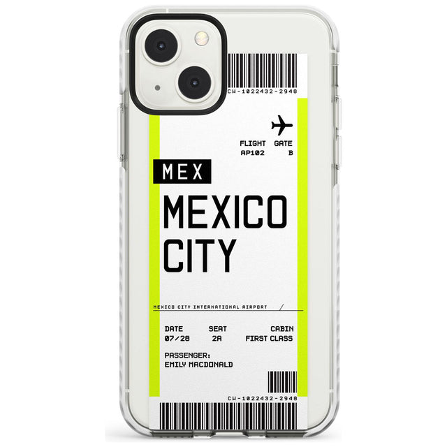 Personalised Mexico City Boarding Pass Custom Phone Case iPhone 13 Mini / Impact Case Blanc Space