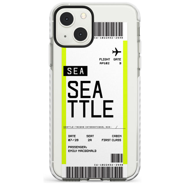 Personalised Seattle Boarding Pass Custom Phone Case iPhone 13 Mini / Impact Case Blanc Space