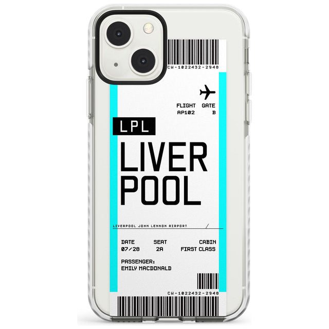 Personalised Liverpool Boarding Pass Custom Phone Case iPhone 13 Mini / Impact Case Blanc Space
