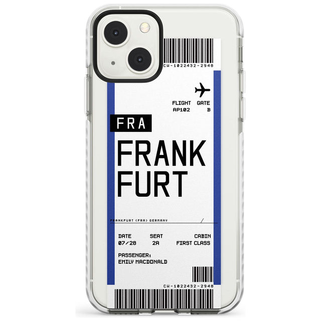 Personalised Frankfurt Boarding Pass Custom Phone Case iPhone 13 Mini / Impact Case Blanc Space