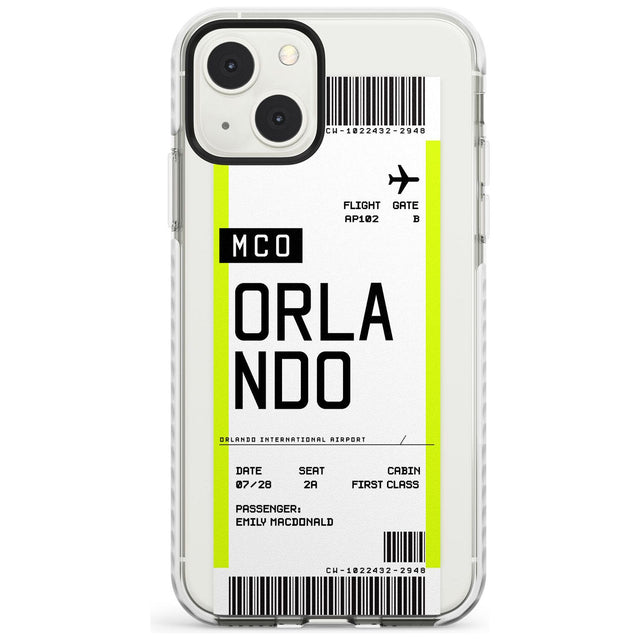Personalised Orlando Boarding Pass Custom Phone Case iPhone 13 Mini / Impact Case Blanc Space