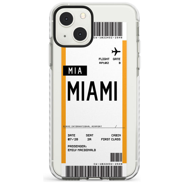 Personalised Miami Boarding Pass Custom Phone Case iPhone 13 Mini / Impact Case Blanc Space
