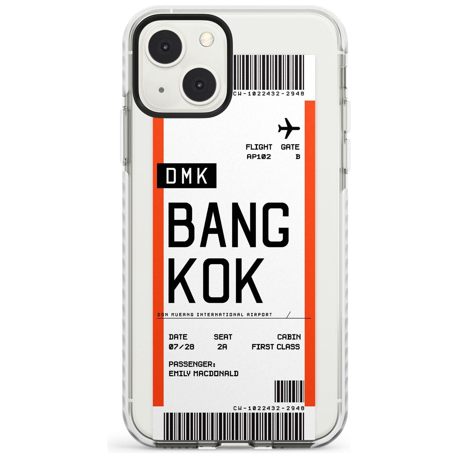 Personalised Bangkok Boarding Pass Custom Phone Case iPhone 13 Mini / Impact Case Blanc Space
