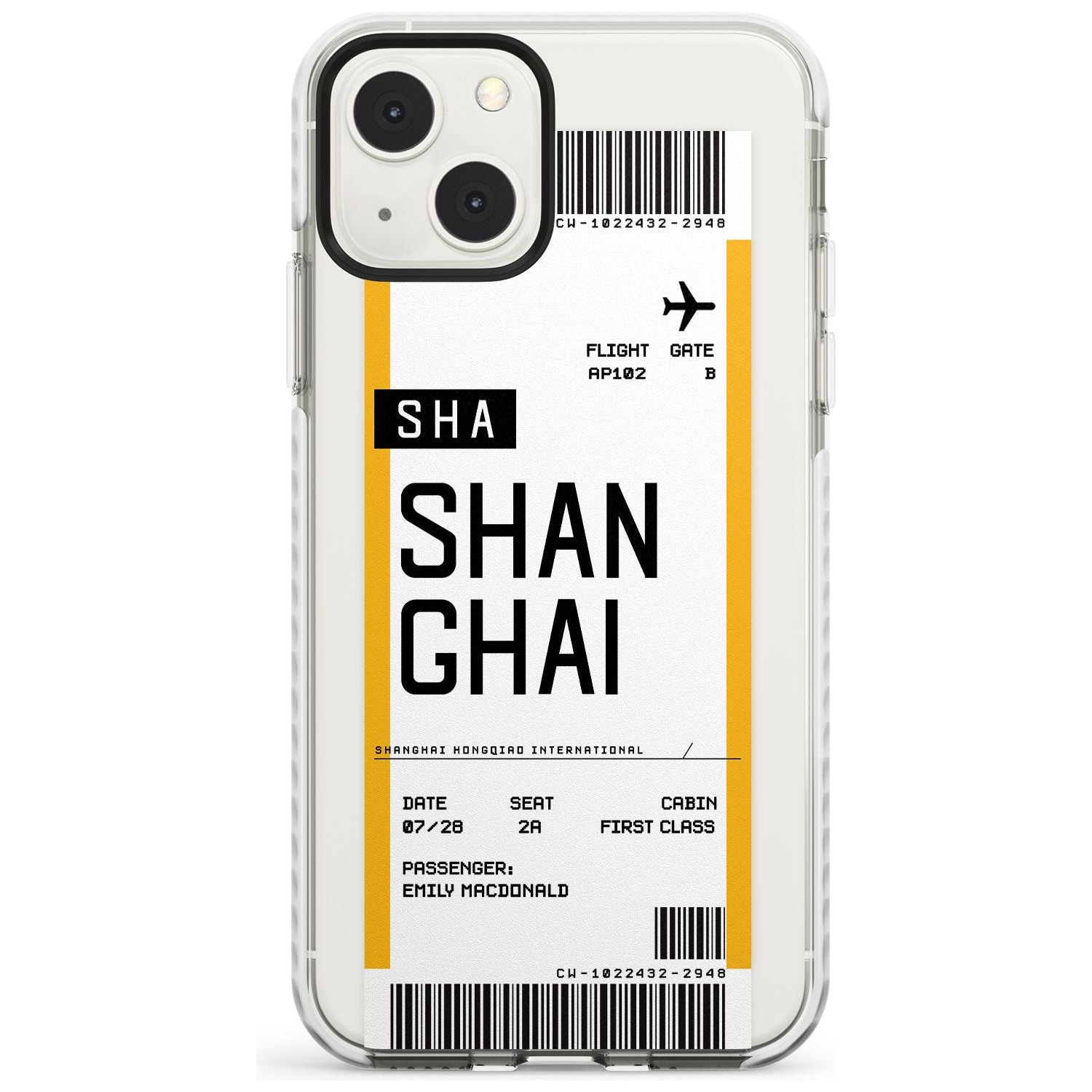 Personalised Shangai Boarding Pass Custom Phone Case iPhone 13 Mini / Impact Case Blanc Space