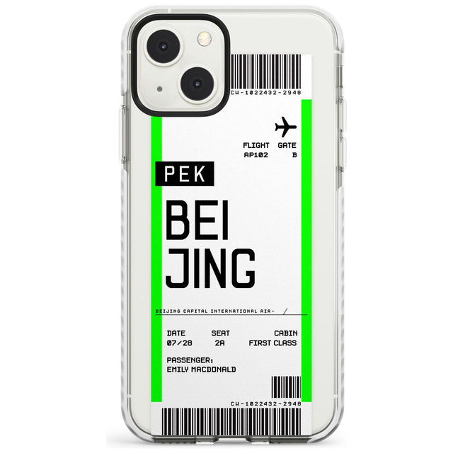 Personalised Beijing Boarding Pass Custom Phone Case iPhone 13 Mini / Impact Case Blanc Space