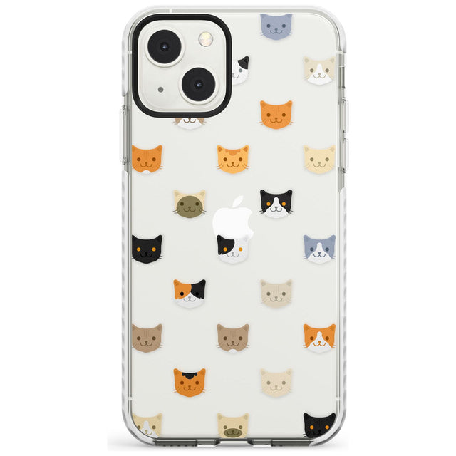 Cute Cat Face Transparent Phone Case iPhone 13 Mini / Impact Case Blanc Space