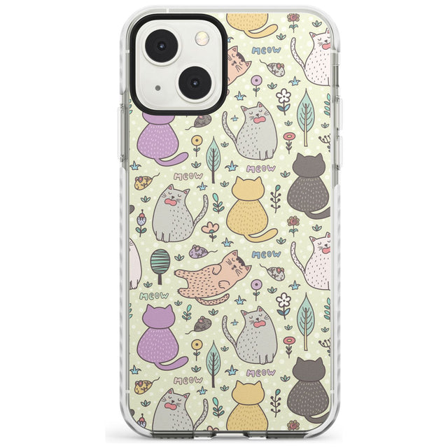 Cat Pattern Cream Phone Case iPhone 13 Mini / Impact Case Blanc Space