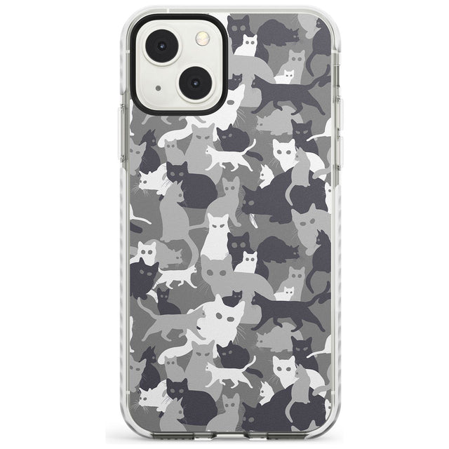 Dark Grey Cat Camouflage Pattern Phone Case iPhone 13 Mini / Impact Case Blanc Space