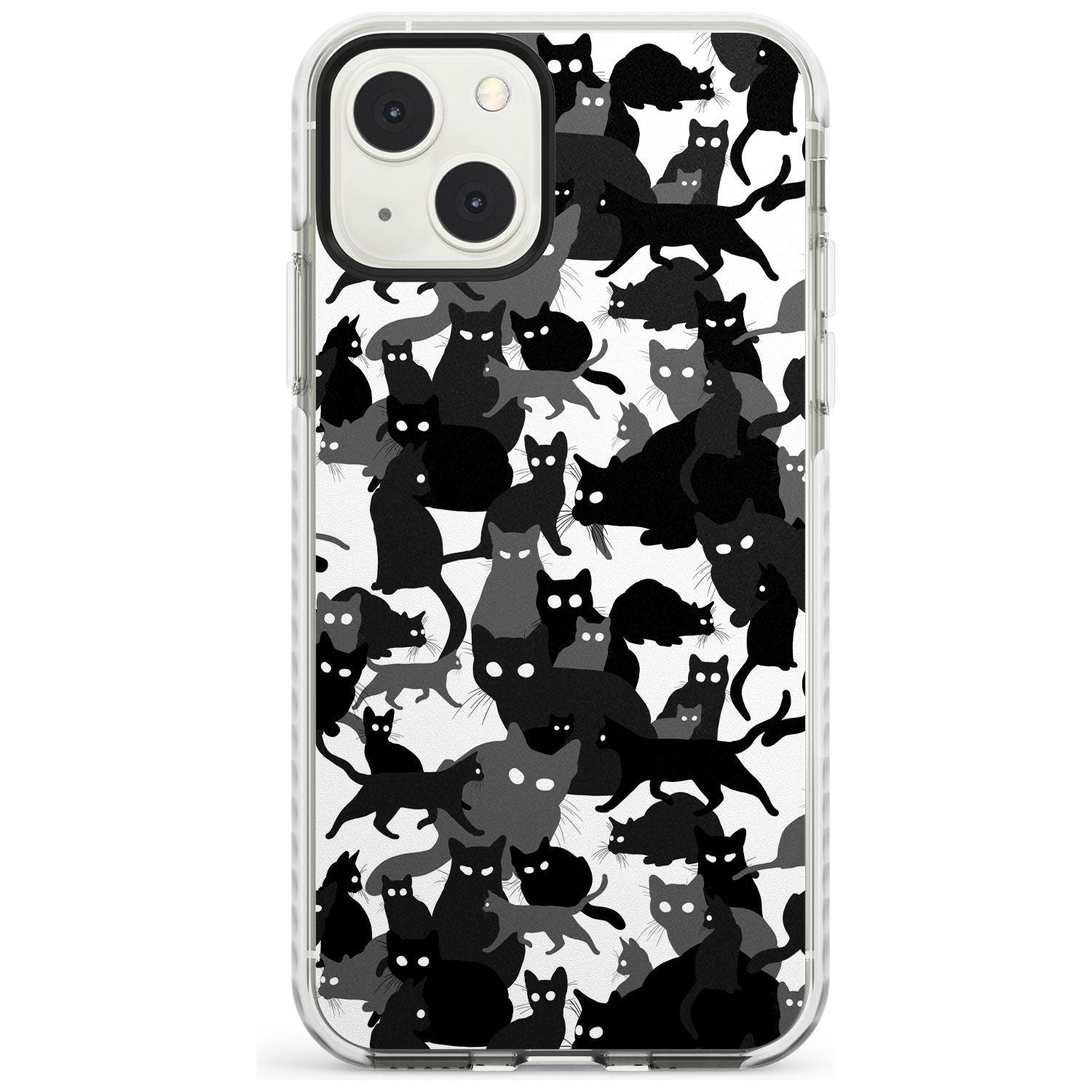 Black & White Cat Camouflage Phone Case iPhone 13 Mini / Impact Case Blanc Space