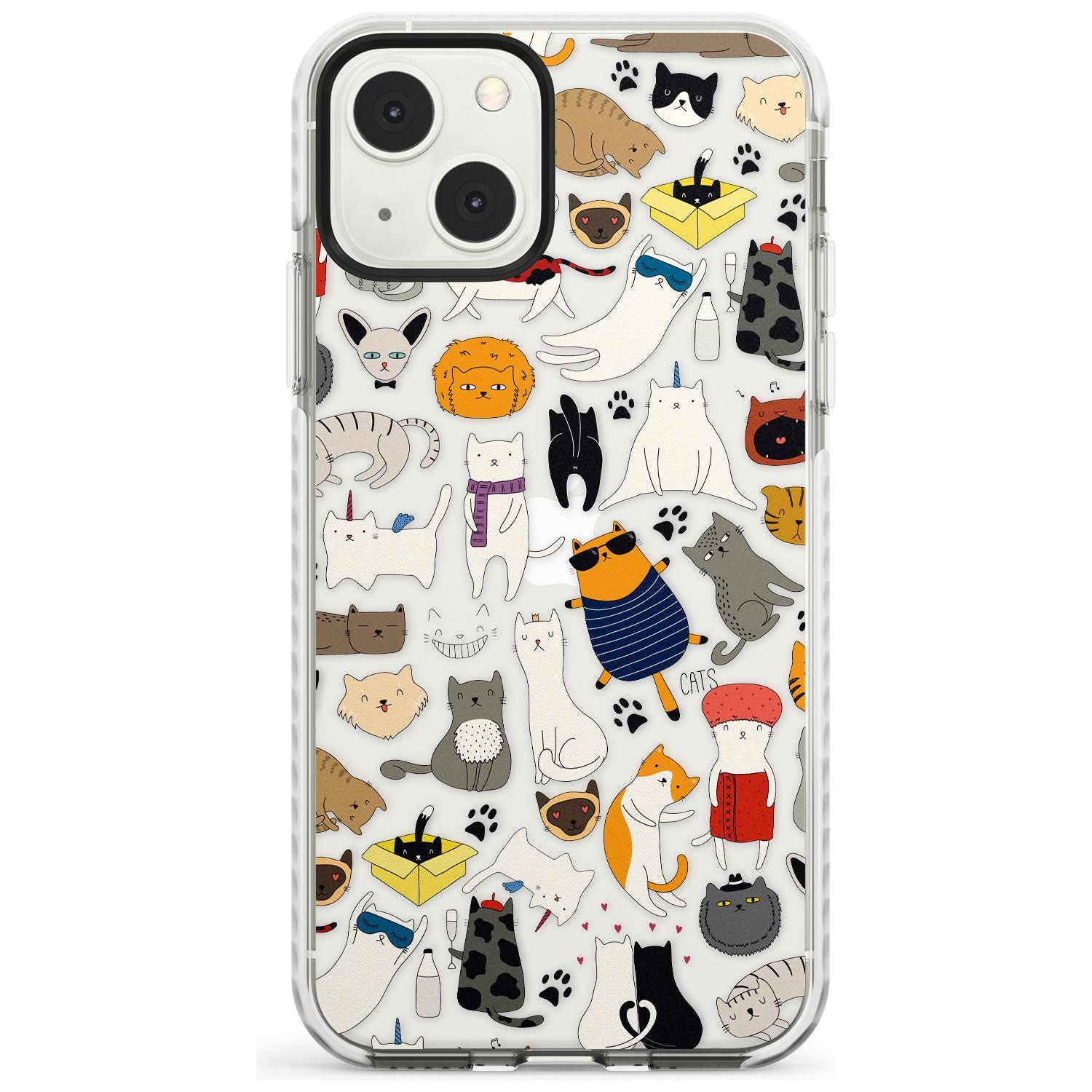 Cartoon Cat Collage Phone Case iPhone 13 Mini / Impact Case Blanc Space