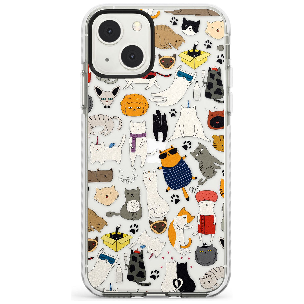 Cartoon Cat Collage Phone Case iPhone 13 Mini / Impact Case Blanc Space