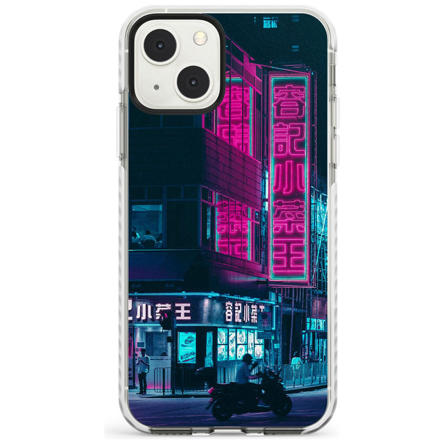 Motorcylist & Signs - Neon Cities Photographs Phone Case iPhone 13 Mini / Impact Case Blanc Space