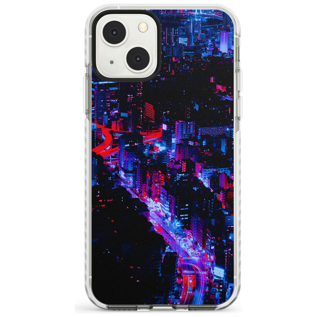 Arial City View - Neon Cities Photographs Phone Case iPhone 13 Mini / Impact Case Blanc Space