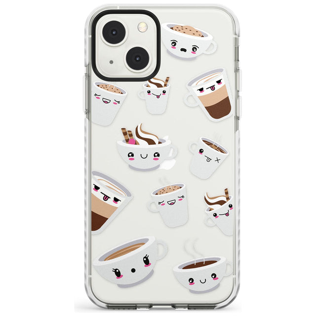 Coffee Faces Phone Case iPhone 13 Mini / Impact Case Blanc Space