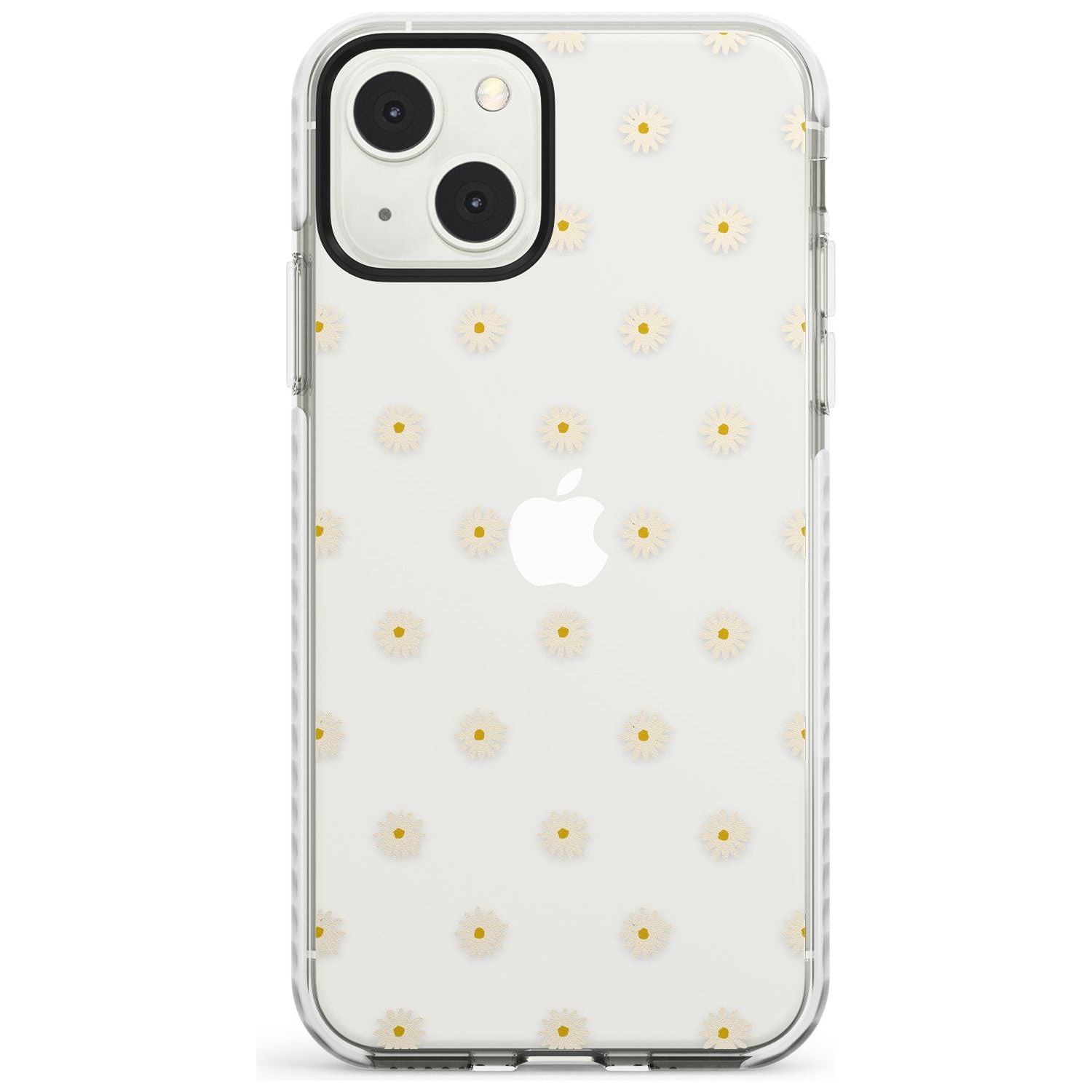 Daisy Pattern Transparent Cute Floral Phone Case iPhone 13 Mini / Impact Case Blanc Space