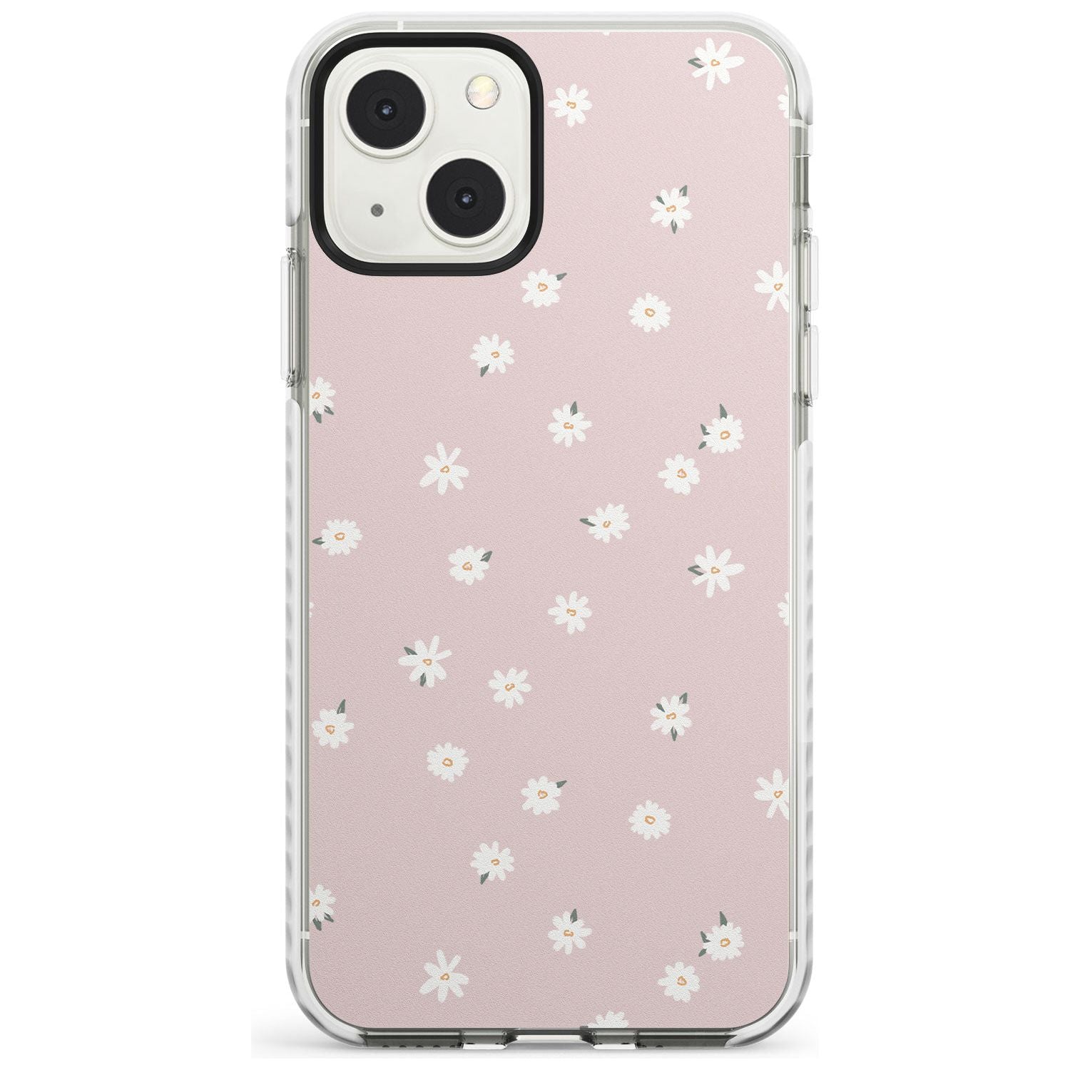 Painted Daises on Pink Phone Case iPhone 13 Mini / Impact Case Blanc Space