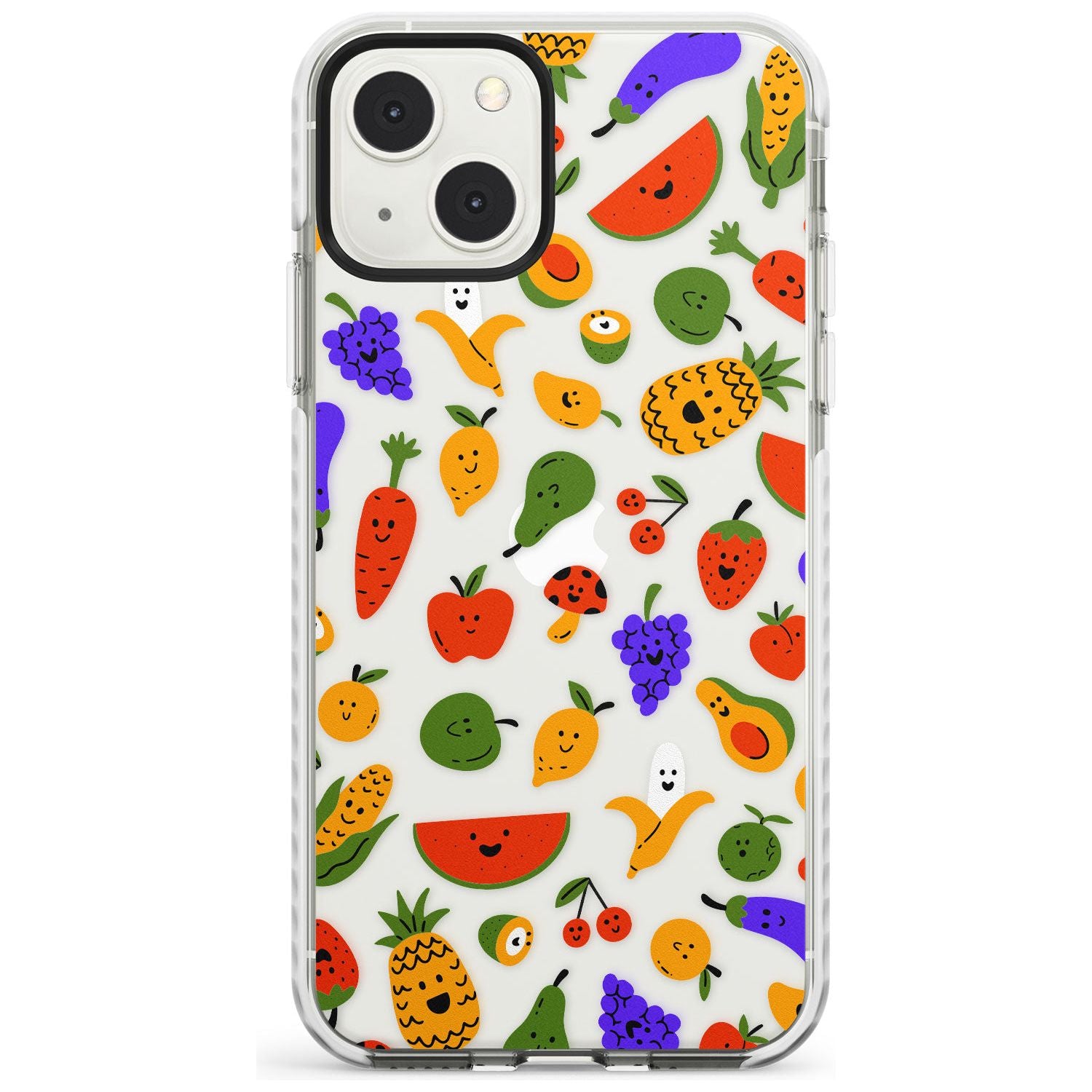 Mixed Kawaii Food Icons - Clear Phone Case iPhone 13 Mini / Impact Case Blanc Space