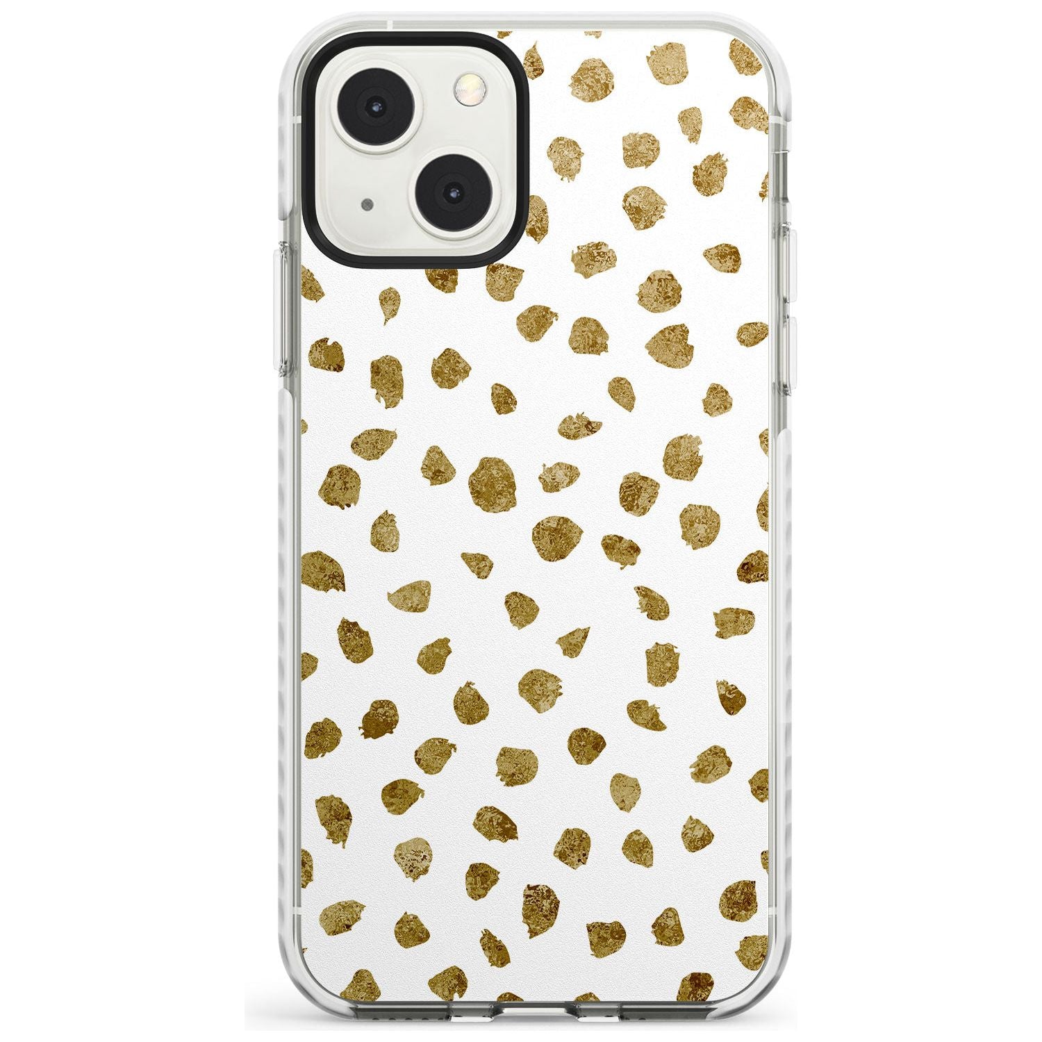 Gold Look on White Dalmatian Polka Dot Spots Phone Case iPhone 13 Mini / Impact Case Blanc Space