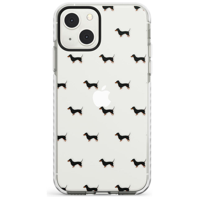 Dachshund Dog Pattern Clear Phone Case iPhone 13 Mini / Impact Case Blanc Space