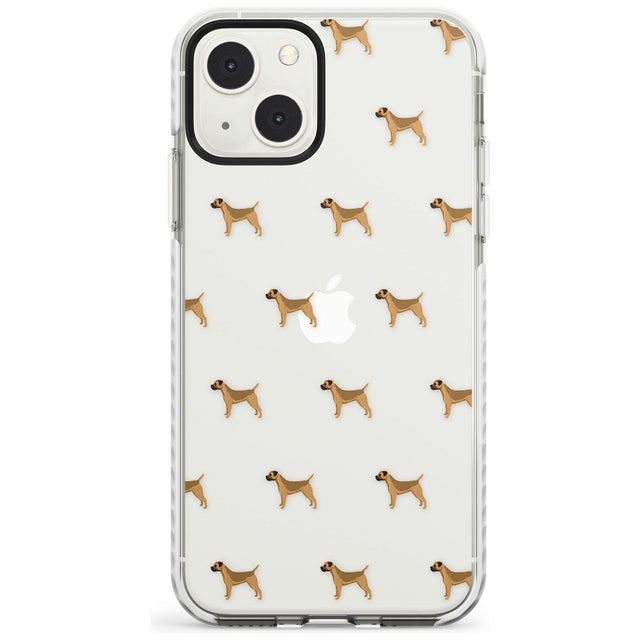 Border Terrier Dog Pattern Clear Phone Case iPhone 13 Mini / Impact Case Blanc Space
