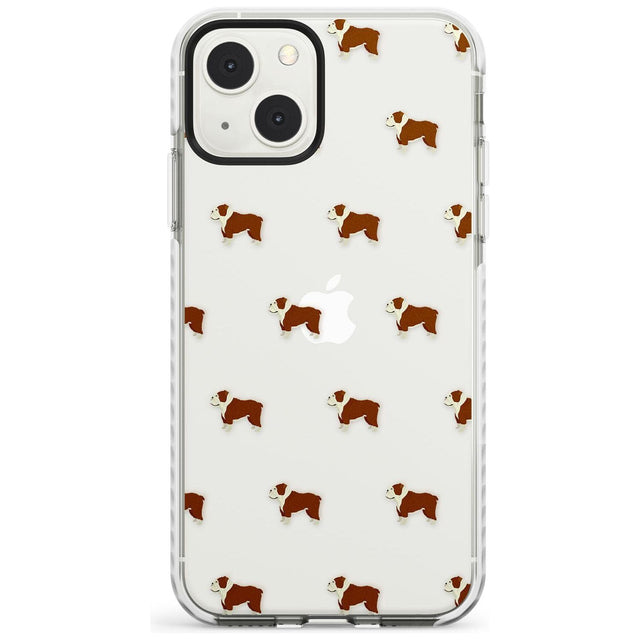 English Bulldog Dog Pattern Clear Phone Case iPhone 13 Mini / Impact Case Blanc Space