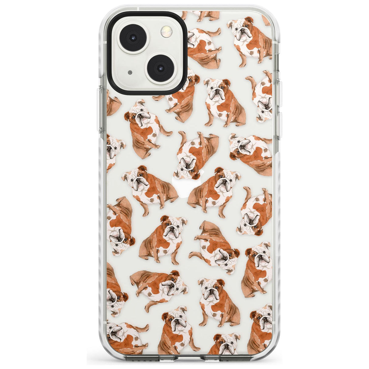 English Bulldog Watercolour Dog Pattern Phone Case iPhone 13 Mini / Impact Case Blanc Space
