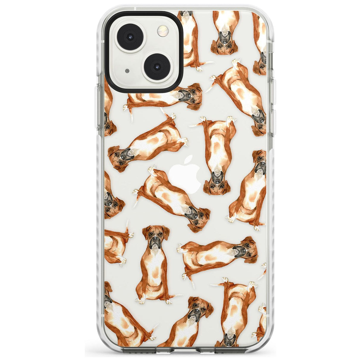 Boxer Watercolour Dog Pattern Phone Case iPhone 13 Mini / Impact Case Blanc Space