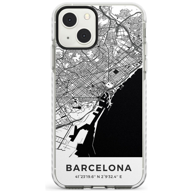 Map of Barcelona, Spain Phone Case iPhone 13 Mini / Impact Case Blanc Space