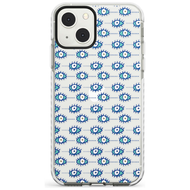 Crazy Eyes (Clear) Psychedelic Eyes Pattern Phone Case iPhone 13 Mini / Impact Case Blanc Space