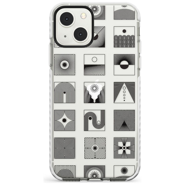 Abstract Lines: Mixed Pattern #1 Phone Case iPhone 13 Mini / Impact Case Blanc Space